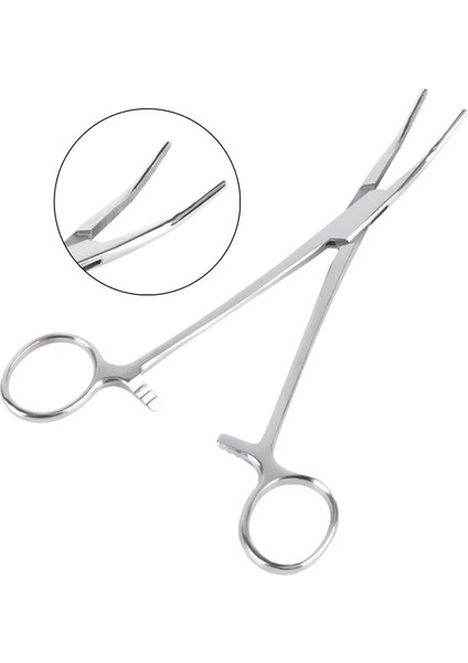 Kavisli 12.5 cm Paslanmaz Çelik Kavisli Uç ve Düz Uçlu Forseps Kilitleme Kelepçeleri Hemostatik Forseps Arteriyel Forseps Kelepçe Balık Kancası Pense (Yurt Dışından)