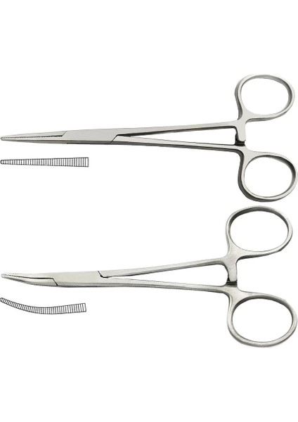 Kavisli 12.5 cm Paslanmaz Çelik Kavisli Uç ve Düz Uçlu Forseps Kilitleme Kelepçeleri Hemostatik Forseps Arteriyel Forseps Kelepçe Balık Kancası Pense (Yurt Dışından)