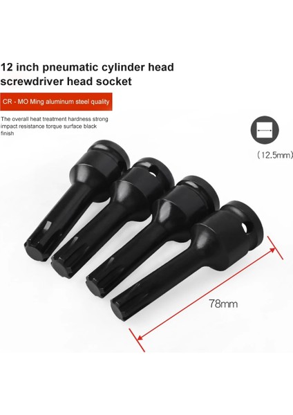 Rt7 1 Adet Yıldız Torx Bit 1/2 Sürücü Soket Adaptörü 78MM Pnömatik Silindir Kafası Cıvata Kol Elektrikli Darbeli Anahtar Tornavida Uçları Aracı (Yurt Dışından)