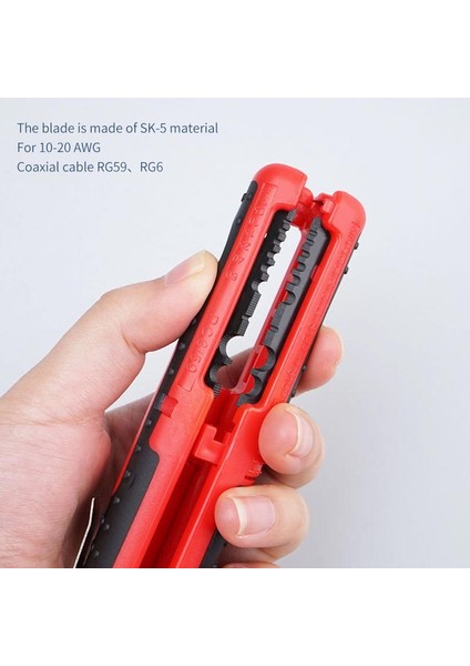 B-Kırmızı Otomatik Tel Stripper Kelepçe ile Taşınabilir Elektrikli Tel Sıyırma Aracı Kesici Pense RG59 Rg6 Koaksiyel Kablo Striptizci El Aleti (Yurt Dışından) modelleri