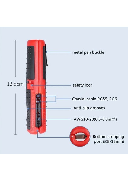 B-Kırmızı Otomatik Tel Stripper Kelepçe ile Taşınabilir Elektrikli Tel Sıyırma Aracı Kesici Pense RG59 Rg6 Koaksiyel Kablo Striptizci El Aleti (Yurt Dışından) fırsatları