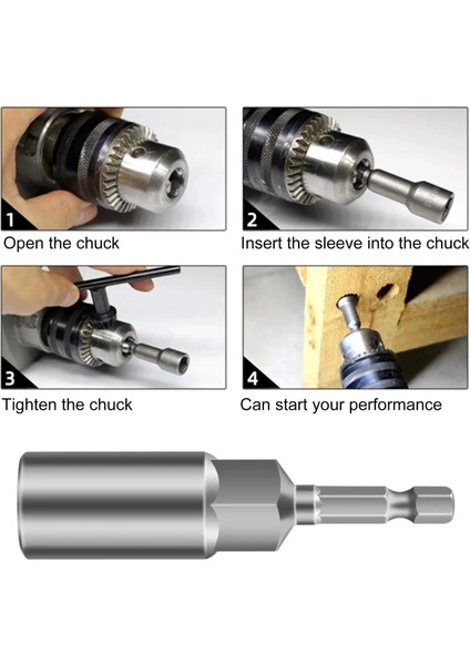 5 Adet 5.5-19MM Derinleştirilmiş Elektrikli Somun Tahrik Matkap Ucu Kiti Güç Aracı Darbe Soket Adaptör Soketi Anahtarı Hex Shank Hızlı Adaptör (Yurt Dışından)