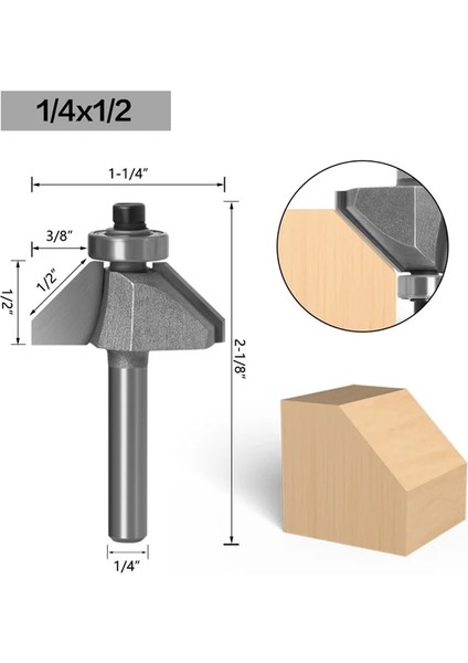6mm Sap 6.35X12.7 1 Adet 1/4 "1/2" Shank Pah Kesici Freze Uçları Ahşap At Burun Ucu 45 Derece Cnc Ağaç Işleme Aletleri Iki Flüt Freze (Yurt Dışından)