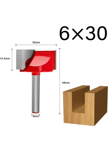 6X30MM 6mm Shank Yüzey Planya Alt Temizleme Ahşap Freze Cnc Kesici Gravür Bıçağı Yönlendirici Bit Ağaç Işleme Aleti 10-32MM (Yurt Dışından)