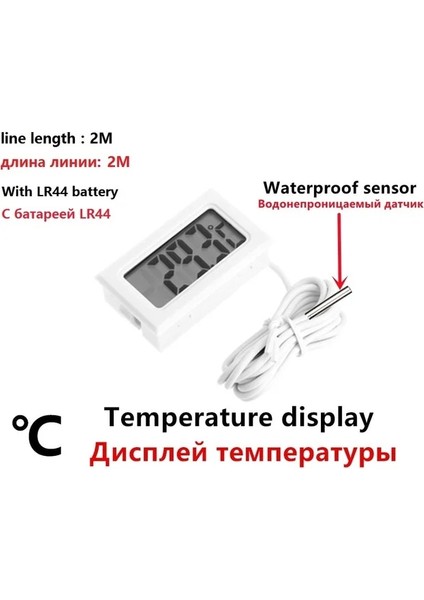 Beyaz 2m Telli 2 In 1 Mini LCD Dijital Sıcaklık Nem Ölçer Dedektörü Termograf Kapalı Oda Enstrümanı Iki LR44 Pil ile (Yurt Dışından)