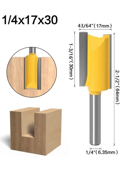 07 1 Adet 1/4 "6.35MM Shank Freze Kesicisi Ahşap Oyma Düz Tungsten Karbür Tek Çift Flüt Yönlendirici Bit Ahşap Freze Kesicisi (Yurt Dışından)