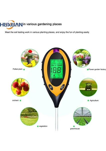 Tip 2 Dijital 3in1/4 In 1 Toprak Ph Ölçer Nem Monitörü Sıcaklık Güneş Işığı Test Cihazı Bahçe Bitkileri Tarım Için (Yurt Dışından) modelleri