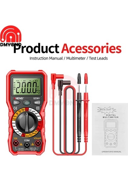 Kırmızı SZ301 SZ302 Dijital Multimetre Profesyonel Multimetro Otomatik Voltmetre Ac Dc 220 V Direnç Gerilim Kondansatör Diyot Test Cihazı (Yurt Dışından)