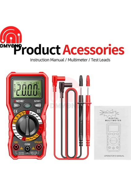 Kırmızı SZ301 SZ302 Dijital Multimetre Profesyonel Multimetro Otomatik Voltmetre Ac Dc 220 V Direnç Gerilim Kondansatör Diyot Test Cihazı (Yurt Dışından)