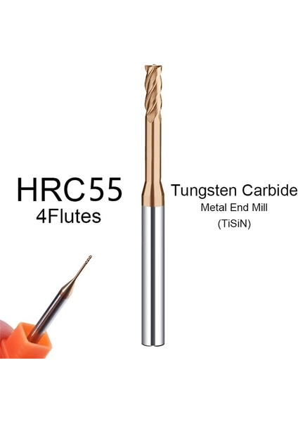 D2.0-L8.0-H04 HRC55 4 Flüt Bego 1 Adet HRC55 HRC65 Tungsten Karbür End Mill Metal Freze Kesici Cnc Freze Uçları Torna Işleme Için Uzun Boyunlu Frezeler (Yurt Dışından)