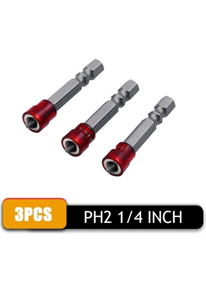 3 Adet 1/2/3 Adet Manyetik Tornavida Bit Kafa Çapraz Ph2 1/4 Inç Hex Shank Tornavida Uçları Tornavida Tutucu Halka Ev Alet Seti (Yurt Dışından)