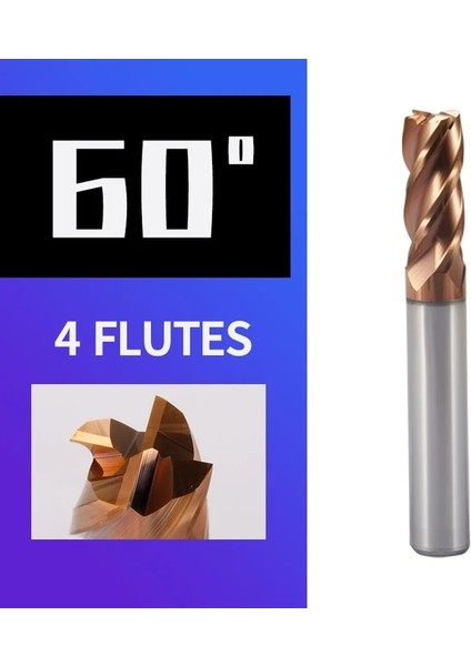 D1.5XD4X50L,1 Adet 4FX60 Freze Kesici Karbür Uç Alaşım Kaplama HRC50/60/65 Tungsten Çelik Alet Cnc Makineleri Araçları Torna 2/3/4 Flüt Karbür Değirmen (Yurt Dışından)