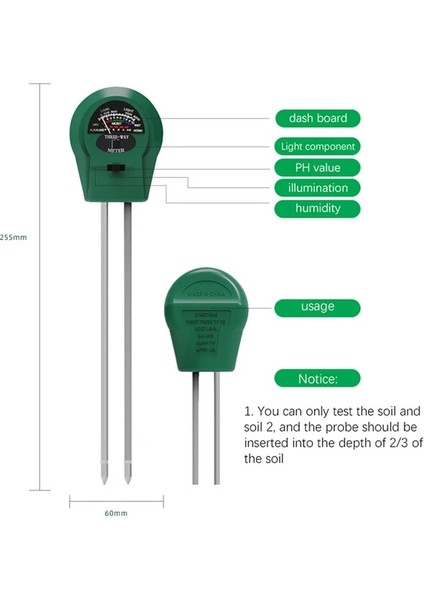 Tip 4 Dijital 3in1/4 In 1 Toprak Ph Ölçer Nem Monitörü Sıcaklık Güneş Işığı Test Cihazı Bahçe Bitkileri Tarım Için (Yurt Dışından)