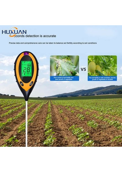 Tip 4 Dijital 3in1/4 In 1 Toprak Ph Ölçer Nem Monitörü Sıcaklık Güneş Işığı Test Cihazı Bahçe Bitkileri Tarım Için (Yurt Dışından)