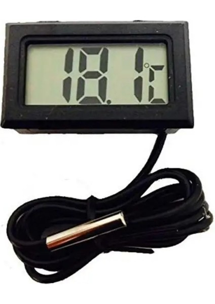 Siyah Dijital LCD Kapalı Uygun Sıcaklık Sensörü Nem Ölçer Termometre Higrometre Ölçer Buzdolabı Akvaryum Izleme (Yurt Dışından)