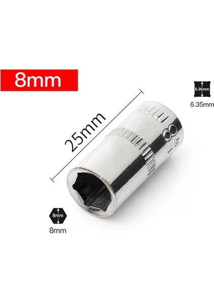 BS09-8MM-2.5CM 1 Adet 4mm 5mm 6mm 7mm 8mm 9mm 10MM 11MM 12MM 13MM 14MM 1/4 "lokma Anahtar Kafa Kol Çift Uçlu El Aletleri (Yurt Dışından)