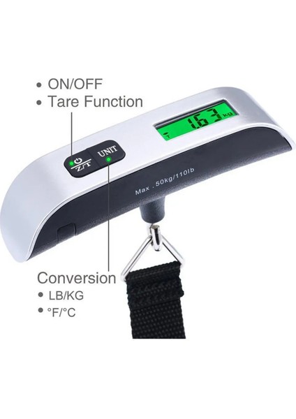 Taşınabilir Ölçek 110LB/50 kg Dijital LCD Ekran Elektronik Bagaj Asılı Bavul Seyahat Tartı Bagaj Çantası Ağırlık Dengesi Aracı (Yurt Dışından) fırsatları
