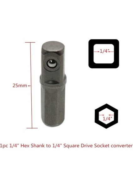 1/4 Kare Driveto 1/4 Hex Shank Darbe Soket + 1/4 Matkap Soket Adaptörü Darbeli Sürücü Hızlı Değişim Aynaları El Soketi Güç Aracı (Yurt Dışından) modelleri
