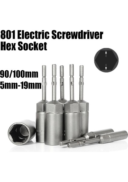 1 Adet 90MMX6MM 90/100MM 5MM-19MM 801 Elektrikli Tornavida Altıgen Soket Kovanı 5mm Yuvarlak Sap 30MM Derinlik Darbeli Soket Adaptör Vida Somun Anahtarı (Yurt Dışından) modelleri