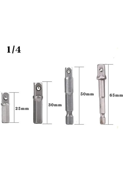 4 Adet Tüm Boyutlar 4 Adet Matkap Soket Adaptörü Darbeli Sürücü Için W/hex Shank - Kare Soket Matkap Uçları Çubuk Uzatma 1/4 "el Alet Seti Soketler (Yurt Dışından)