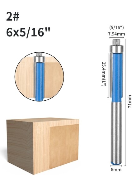 6X7.94X25.4 Yusun Gömme Trim Bit Yönlendirici Bit Ağaç Işleme Freze Kesicisi Ahşap Bit Yüz Sh Trimill Araçları Karbür Kesici End Mill (Yurt Dışından)