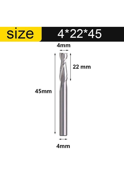1 Adet 4X22X45 Vsharp Cnc Gravür Yönlendirici Bit Düz Burun End Mill 2 Iki Flüt Spiral Upcut Freze Kesicisi Aracı Karbür Uçları Ahşap Mdf Pvc (Yurt Dışından)