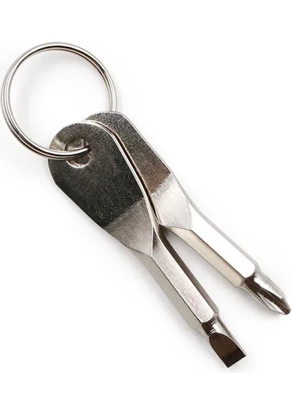 Gümüş 1 Takım Paslanmaz Çelik Mini Edc Çok Fonksiyonlu Tornavida Anahtar Şekli Oluklu Tornavidalar Anahtarlık Cep Onarım Aracı (Yurt Dışından)