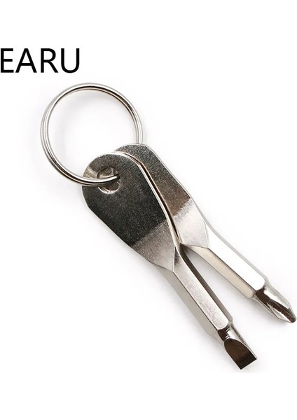 Gümüş 1 Takım Paslanmaz Çelik Mini Edc Çok Fonksiyonlu Tornavida Anahtar Şekli Oluklu Tornavidalar Anahtarlık Cep Onarım Aracı (Yurt Dışından) indirimleri