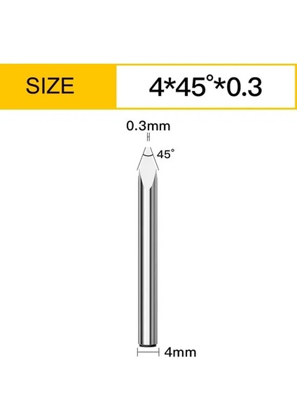 4X45DEG.X0.3 Vsharp 3 Kenarları 4mm Gravür Bit Karbür Cnc Aracı 20-90 Derece Freze Kesici Ahşap Akrilik Pvc Yeşim Metal Gravür Oyma (Yurt Dışından)