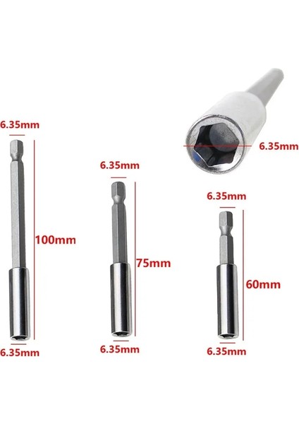 60MM 1 Adet Soket Adaptörü 1/4 Hex Shank Vida Bit Uzatma Biyel Tornavida Ucu Tutucu Ağaç Işleme Araçları Aksesuarları (Yurt Dışından)