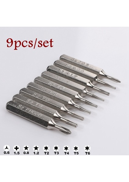 9 Adet Tornavida 3/25 "(4mm) Bit Torx T2 T3 T4 T5 T6 PH000 Pentalobe 0.8/1.2 Huawei Samsung Macbook Air Pro Iphone7/8/x/xr/xs Max (Yurt Dışından)