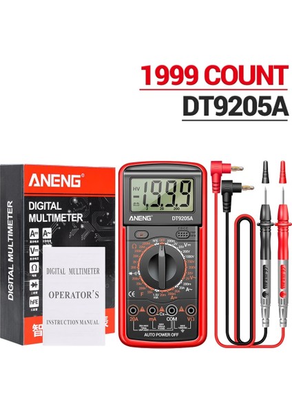Turuncu DT9205A Dijital Multimetre Ac/dc Transistör Test Cihazı Elektrik Ncv Test Ölçer Elektrikli Aletler Için Profesyonel Analog (Yurt Dışından)