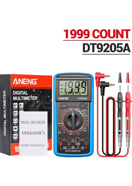 Turuncu DT9205A Dijital Multimetre Ac/dc Transistör Test Cihazı Elektrik Ncv Test Ölçer Elektrikli Aletler Için Profesyonel Analog (Yurt Dışından)