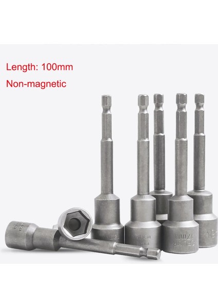 6.35MM 1 Adet Uzunluk 100MM Manyetik Olmayan Altıgen Soket Kol Bit Somun Sürücü Elektrikli Matkaplar Için Darbeli Sürücüler El Matkapları Araçları 5MM-19MM (Yurt Dışından)
