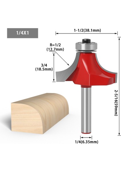 1I4X1I2 1/46MM Saplı Köşe Yuvarlak Yönlendirici Bit ile Rulman Freze Kesici Ahşap Ahşap Tungsten Karbür Için (Yurt Dışından) fırsatları