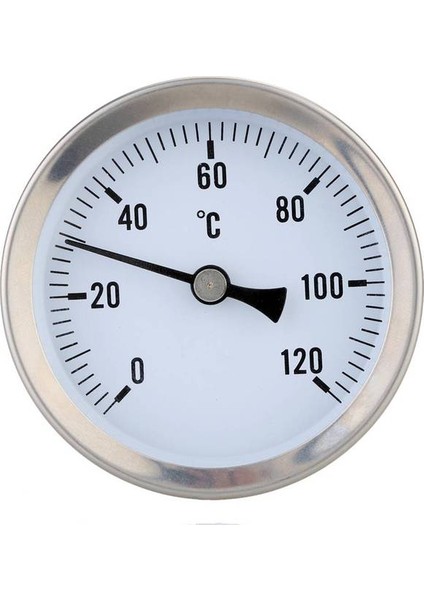 Gümüş Isıtma Sıcak Su Borusu 120° Paslanmaz Çelik Termometre Bimetal Boru Sıcaklığı Su Geçirmez 63MM Kadran Sıcaklık Göstergesi (Yurt Dışından)