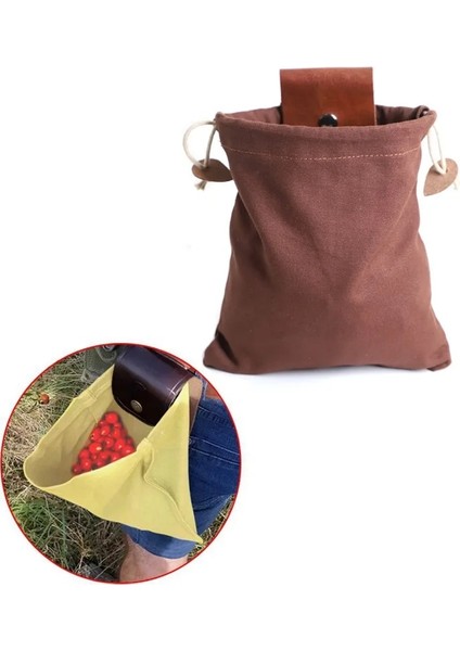 Kahverengi Deri ve Kanvas Bushcraft Çanta Kanvas Toplama Kese Yürüyüş Kamp Hazineleri Toplama Açık Kamp Depolama Kemerleri Çanta (Yurt Dışından) modelleri