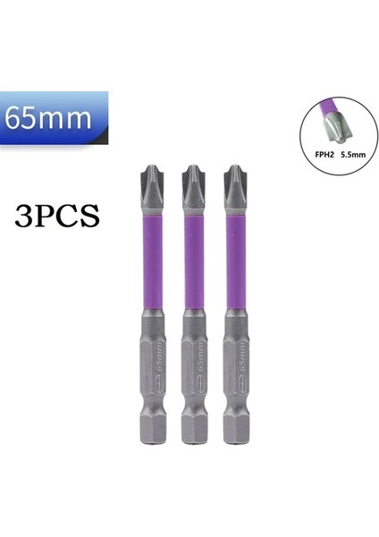 3 Adet 65 mm Mor Özel Manyetizma Çapraz Tornavida Bit Fph1 Fph2 Fph3 Somun Sürücüleri 65-150MM Soket Anahtarı Elektrikli El Aletleri (Yurt Dışından)