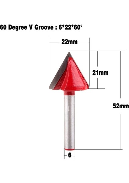 6X22X60 Derece 1 Adet 6mm V Oluk Freze Uçları Cnc Gravür Freze Kesicisi 60-150 Derece Ağaç Işleme Oyma Bıçağı Tungsten Karbür Kesme Aleti (Yurt Dışından)