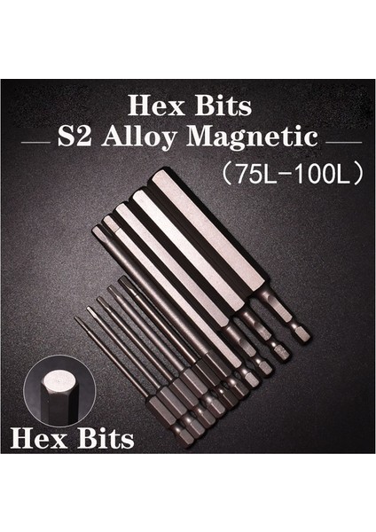 100MM H2.0 1 Adet 75L-100L Elektrikli Tornavida 1/4 Inç Shank S2 Manyetik Hex Tornavidalar Bit Tornavida Matkap Seti Alet Takımı El Aracı (Yurt Dışından)