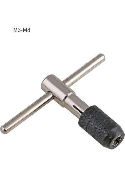 F Ayarlanabilir T-Kolu Cırcır Musluk Tutucu Anahtarı M3/m4/m5/m6/m8 3-8mm Makine Vida Konu Metrik Fiş Musluk Seti Dıy Araçları Büküm Bit (Yurt Dışından)