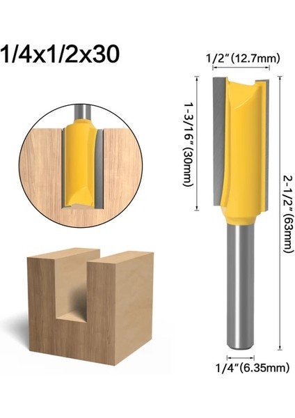 1L4X1L2X30 1/4 /6.35 mm Şaft Düz Bit Tungsten Karbür Tek Çift Flüt Freze Ucu Ahşap Freze Kesici Ağaç Işleri Için 1 Adet (Yurt Dışından)