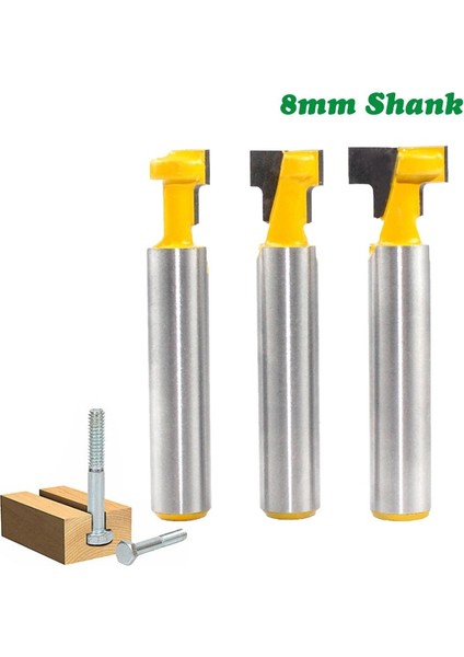 03 1 Adet 8mm Shank Freze Kesicisi Ahşap Oyma T-Yuvası Kesici Yönlendirici Bit Seti Altıgen Cıvata Anahtar Deliği Uçları T Planya Freze Kesicisi Ahşap (Yurt Dışından)