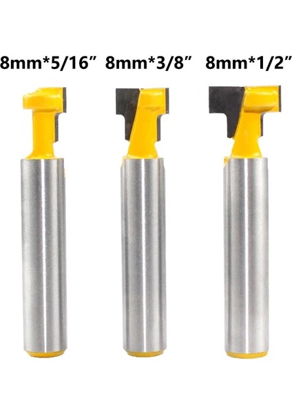 03 1 Adet 8mm Shank Freze Kesicisi Ahşap Oyma T-Yuvası Kesici Yönlendirici Bit Seti Altıgen Cıvata Anahtar Deliği Uçları T Planya Freze Kesicisi Ahşap (Yurt Dışından)
