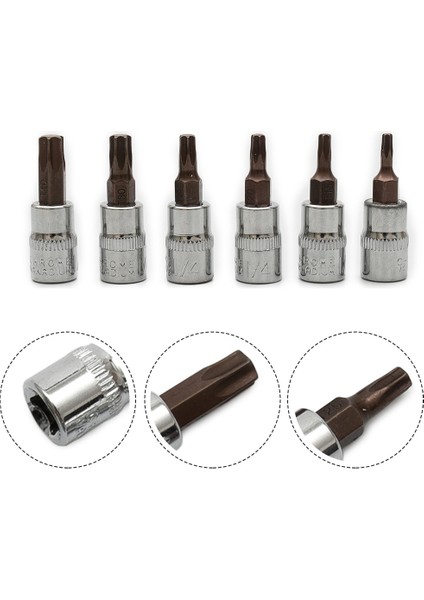 Lokma Anahtarlar Torx Bit Soket T10 T15 T20 T25 T30 T40 1/4 Inç 6 Adet/takım Krom Vanadyum Çelik Tornavida Bit Seti (Yurt Dışından) fiyatları