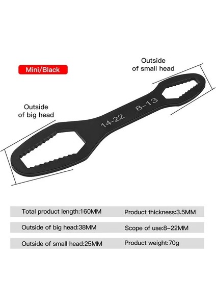 8-22MM Evrensel Torx Anahtarı Kendinden Sıkma Ayarlanabilir Gözlük Anahtarı Kurulu Çift Kafalı Torx Anahtarı El Aletleri Fabrika Için (Yurt Dışından)