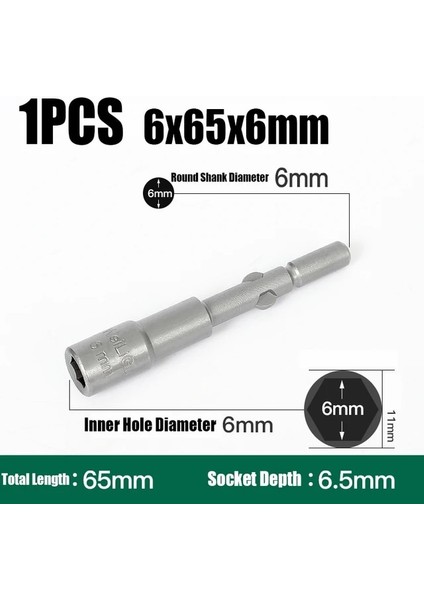 6X65X6MM 1 Adet 4MM-19MM Darbe Altıgen Soket 6mm Yuvarlak Şaft Vida Somun Sürücü Allen Anahtarı 802 Elektrikli Tornavida Matkap Ucu Adaptör Soketi Kiti (Yurt Dışından)