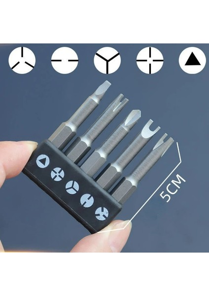02 5 Adet Özel Şekilli Tornavida Seti 50MM U Şeklinde Y Tipi Üçgen Iç Çapraz Üç Noktalı Tornavida Ucu El Aletleri (Yurt Dışından)