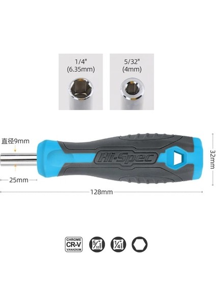 J 1/4 (6.35MM) Cırcır Tornavida Bit Tutucu Kolu Çok Fonksiyonlu Tornavida Soket Sürücü Oluklu Hex Torx Phillips Bit (Yurt Dışından)
