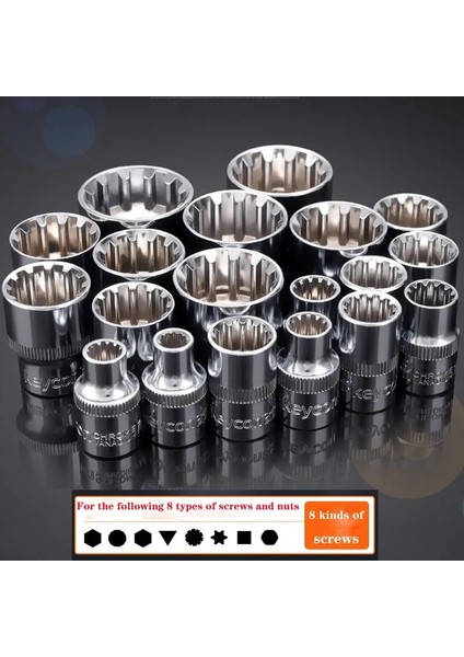 10MM 3/8 "kare Sürücü 12 Nokta Soket Bit 6-24MM Cırcır Anahtarı 12 Diş Lokma Anahtar El Aleti Araba Oto Tamir Çok Fonksiyonlu (Yurt Dışından)